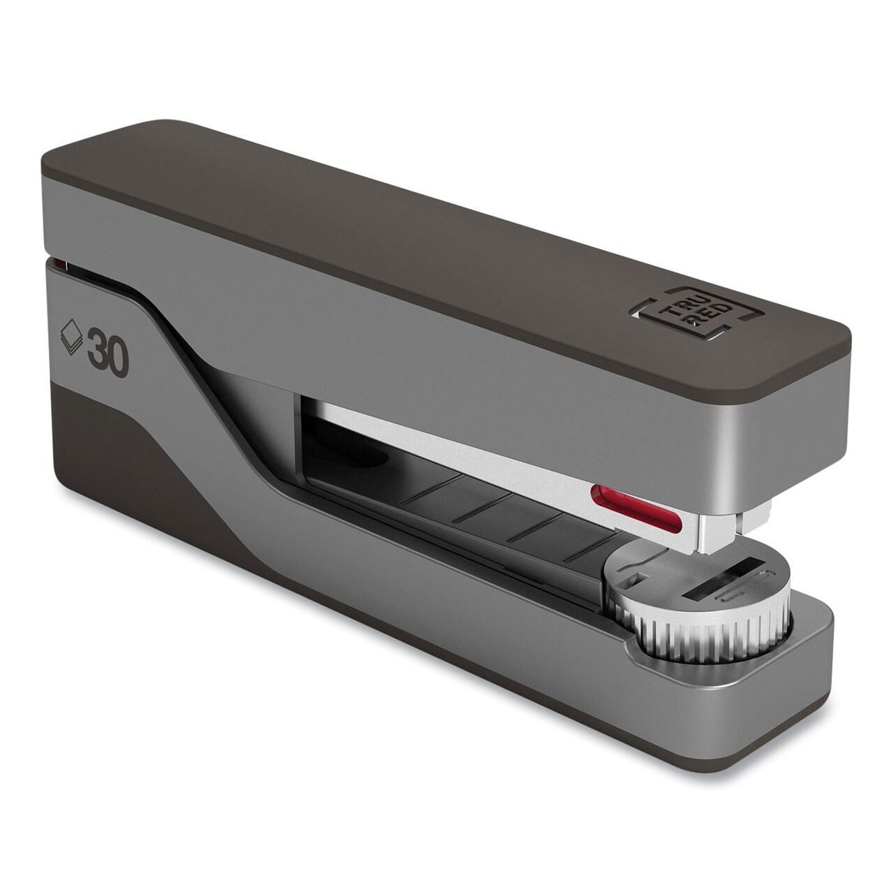 TRU RED Premium Desktop Half Strip Stapler 30-Sheet Capacity Gray/Black